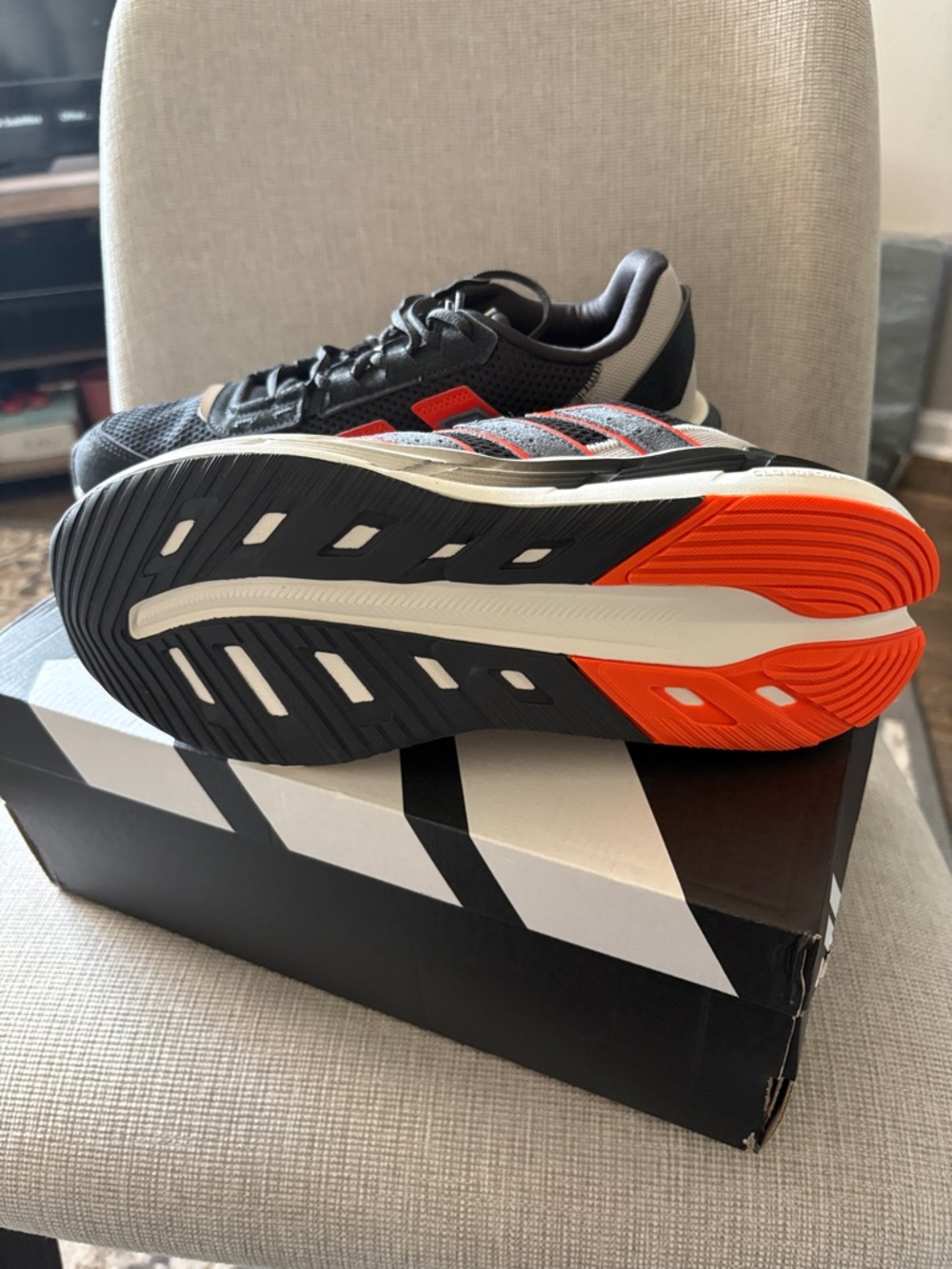 Adidas Astrastar Black Sneakers with Orange Stripe Accents - Picture 5 of 8